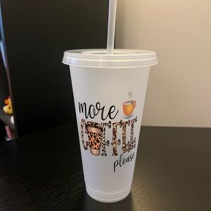 Custom Leopard Print Coffee Tumbler with Straw
